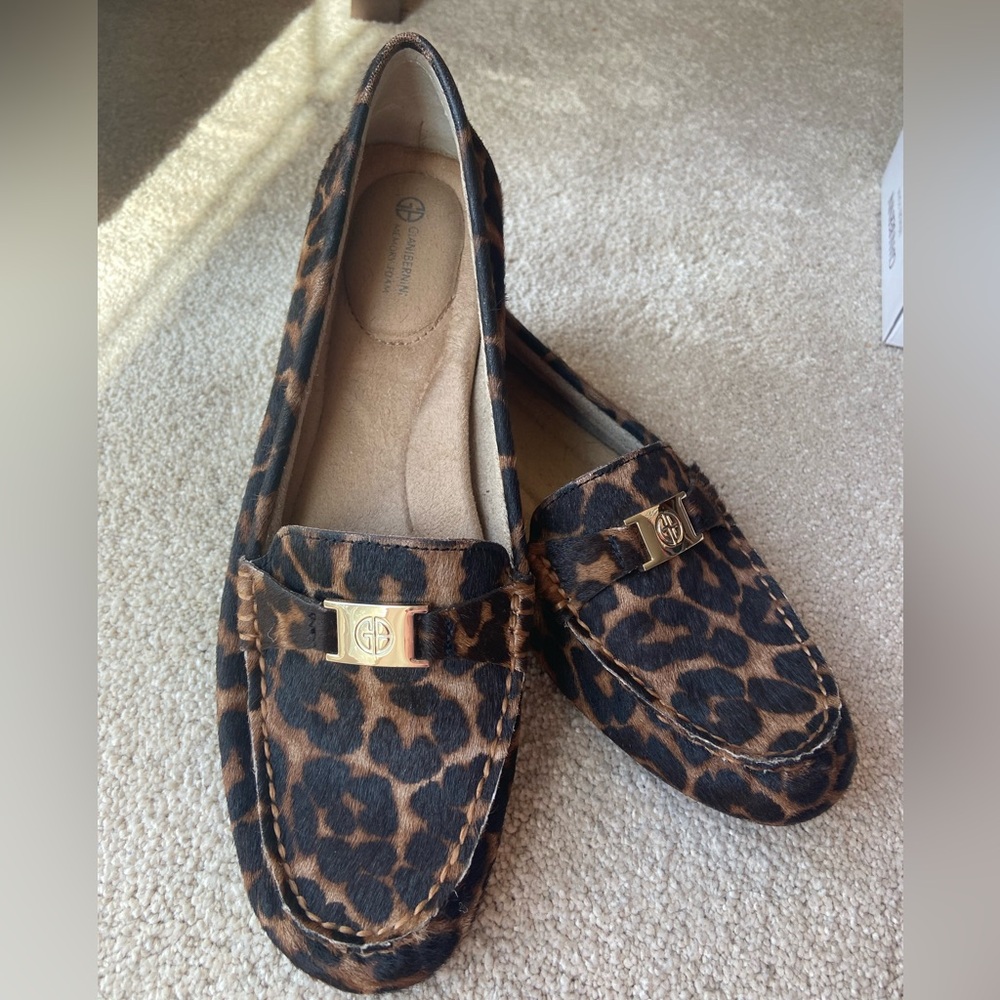 Giani Bernini leopard driving mocs EUC